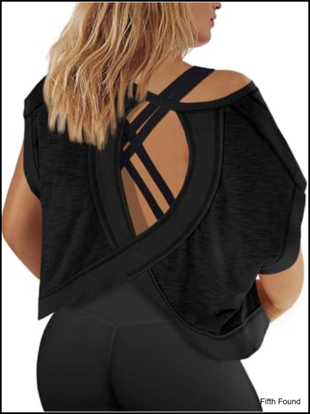 Plus Size Open Back Workout Crop Top Short Sleeve Athletic Shirt